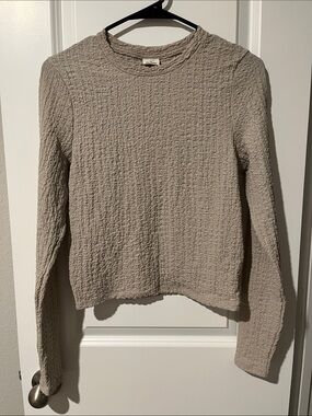 Abercrombie & Fitch Textured Crewneck Sweatshirt in Taupe